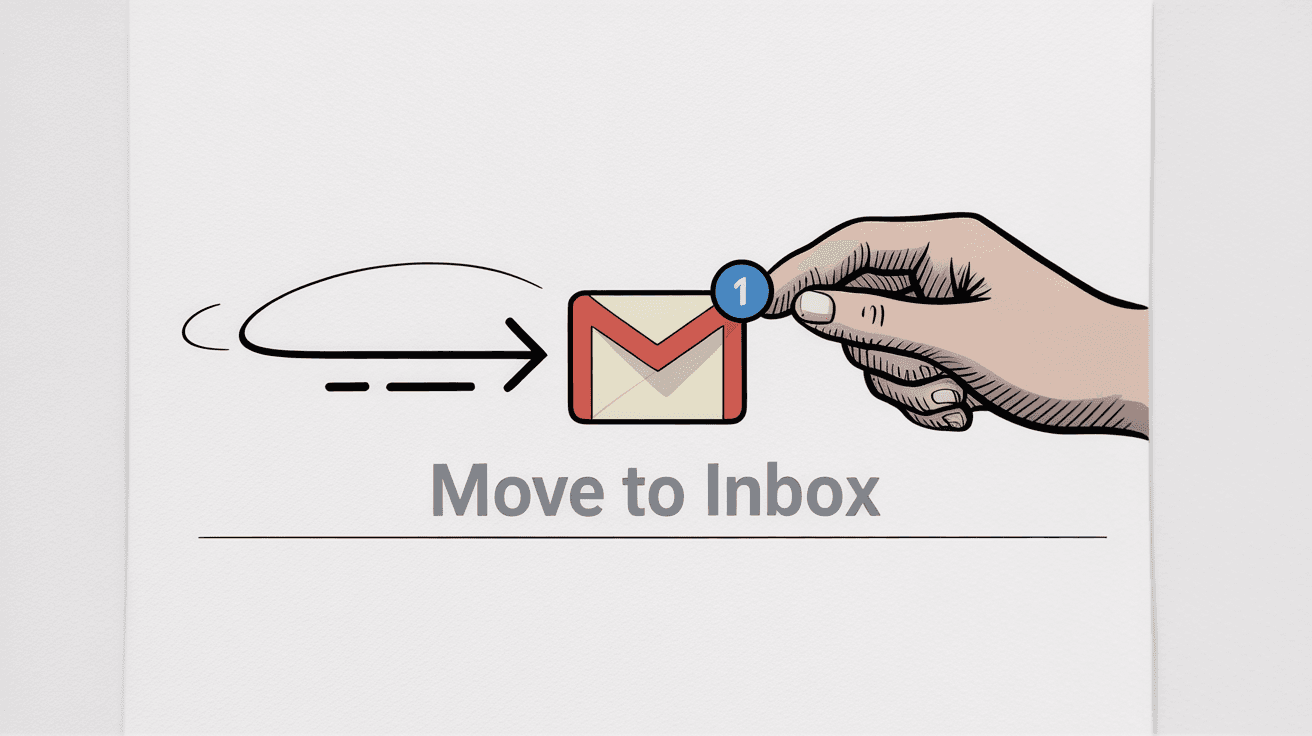 Gmail move to inbox button demonstration showing how to restore archived emails to your inbox